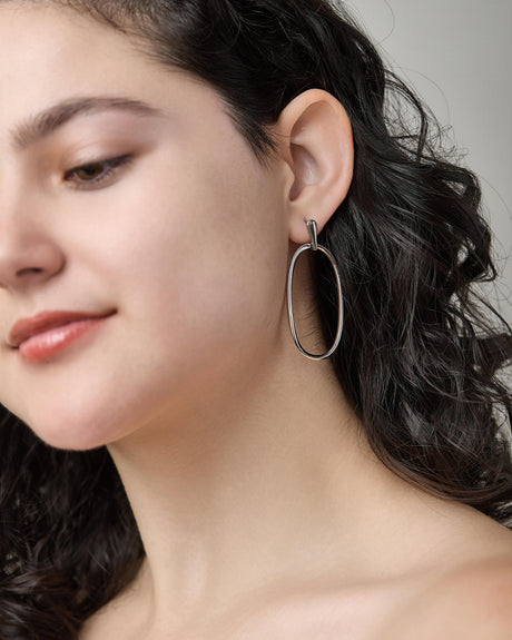 Large Open Oval Drop Earrings