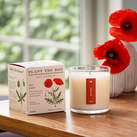 Red Poppy Flower - Pure Soy Candle Plantable Box