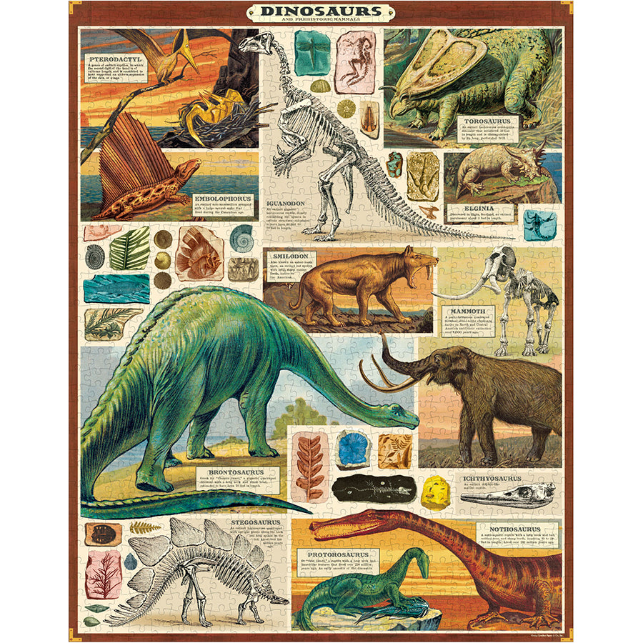 1000-Piece Vintage-Style Puzzle – Dinosaurs