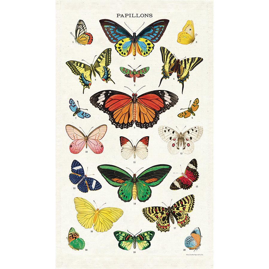 Vintage-Style Tea Towel - Butterflies