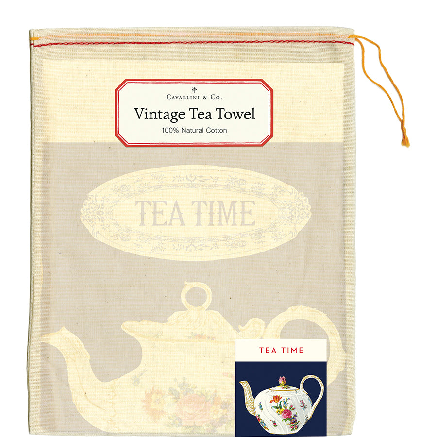 Vintage-Style Tea Towel - Tea Time