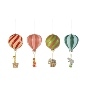 Painted Animal Riding in Hot Air Balloon Ornament