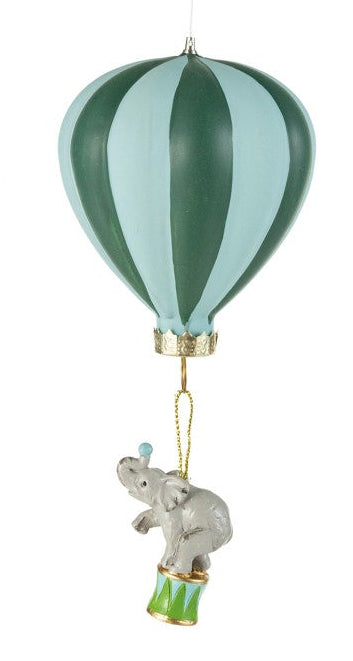Painted Animal Riding in Hot Air Balloon Ornament