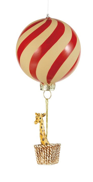 Painted Animal Riding in Hot Air Balloon Ornament