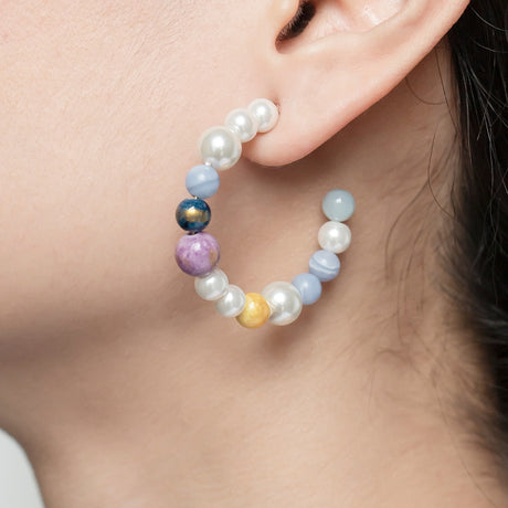 Pastel Bead & Glass Pearl Hoops