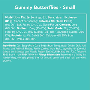 Candy Club Gummy Butterflies Nutrition Facts and Ingredients Label