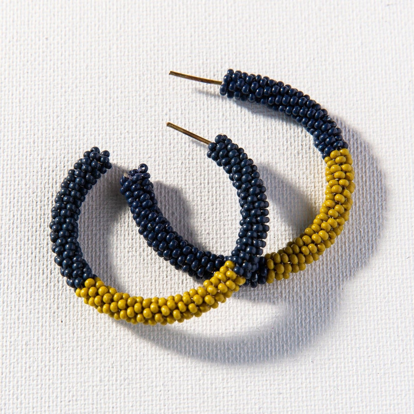 Navy Citron Color Block Small Hoops
