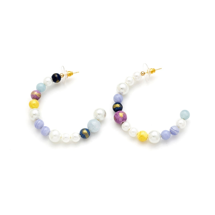 Pastel Bead & Glass Pearl Hoops