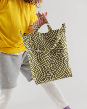 Baggu Canvas Duck Tote Bag Green Moss Trippy Checker