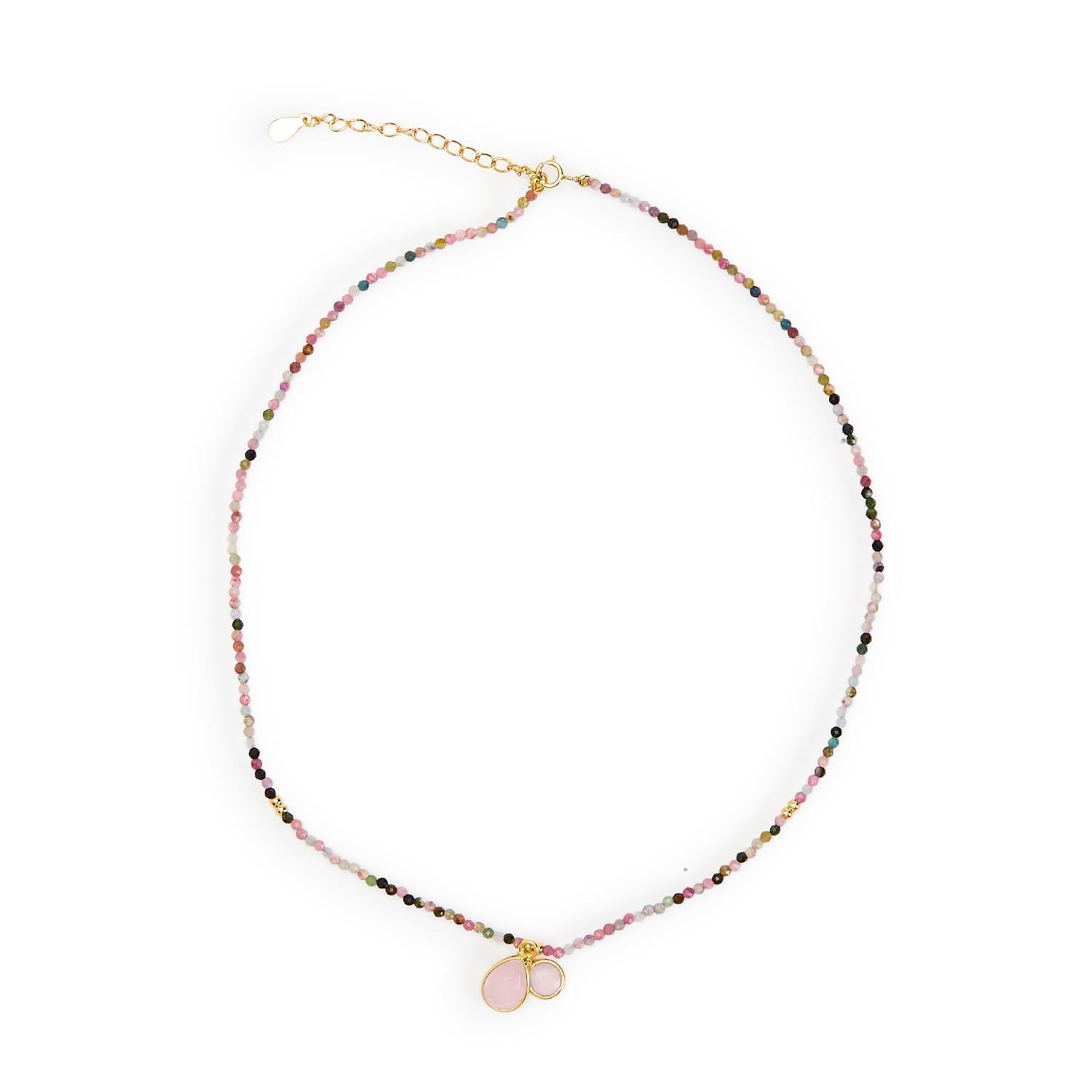 Rose Quartz Charm Tourmaline Necklace