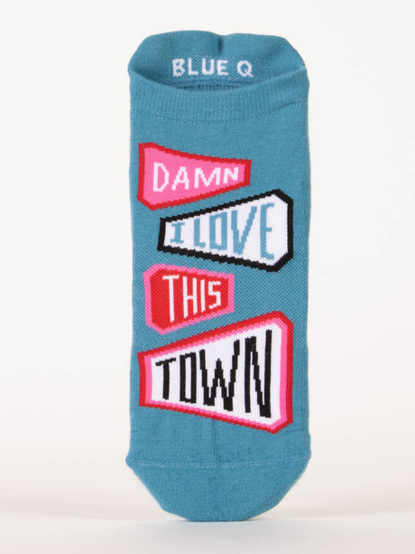 Blue Q Damn I Love This Town Sneaker Ankle Sock