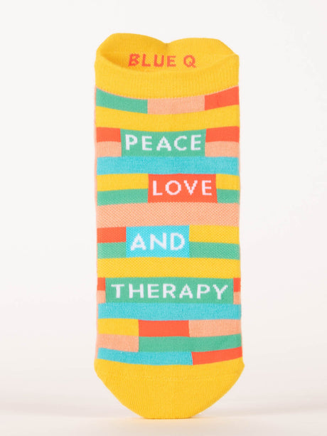 Blue Q Peace Love and Therapy Sneaker Ankle Socks