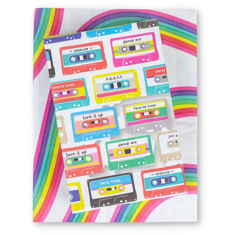 Wrappily Eco Gift Wrap Double Sided Eco Wrapping Paper. Mix Tapes/Go 'Bow.