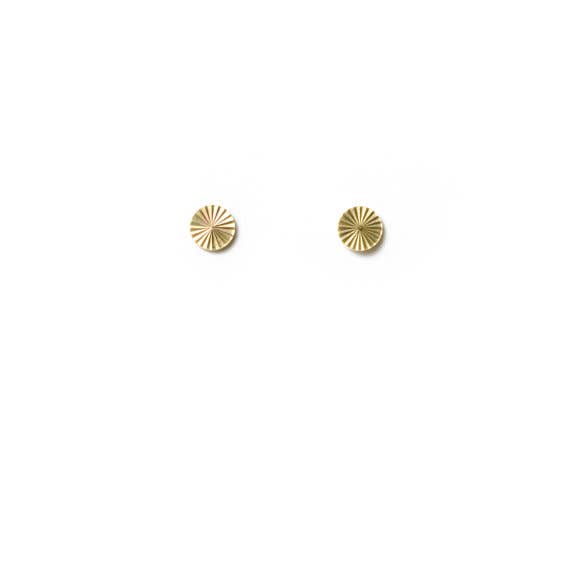 Starburst Circle Stud Goldtone Brass Stud Earrings