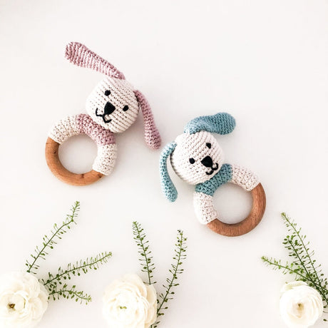 Duck Egg Blue - Organic Pastel Bunny Teething Ring