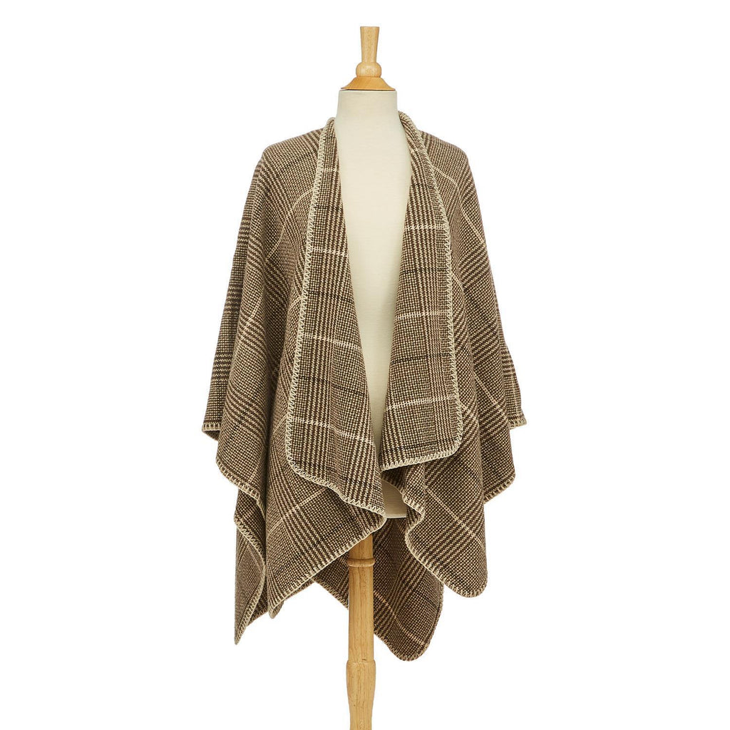 Cozy Chic Heavy Knit Riding Shawl in Neutral Color Palette and Soft Blanket Like Texture - Polyester