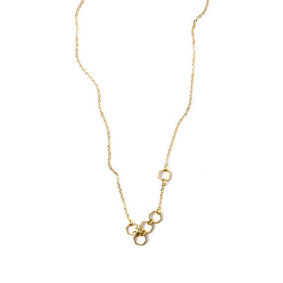 Molecule Hexagon Charm Necklace
