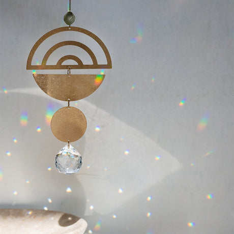 Crystal Suncatcher - Rainbow + Labradorite Lifestyle