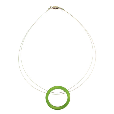 Origin Jewelry Circle O Resin Pendant Magnetic Lock Clasp Necklace - Daiquiri Green Color