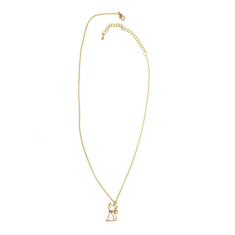 Gold - Kitty Outline Pendant Necklace