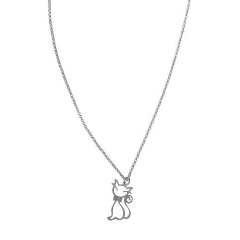 Silver - Kitty Outline Pendant Necklace