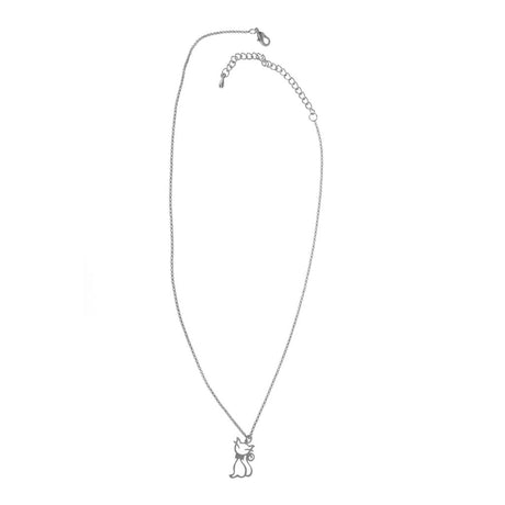 Silver - Kitty Outline Pendant Necklace