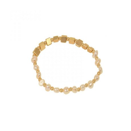 Half Matte Gold Beads and Half Freshwater Pearls Bracelet