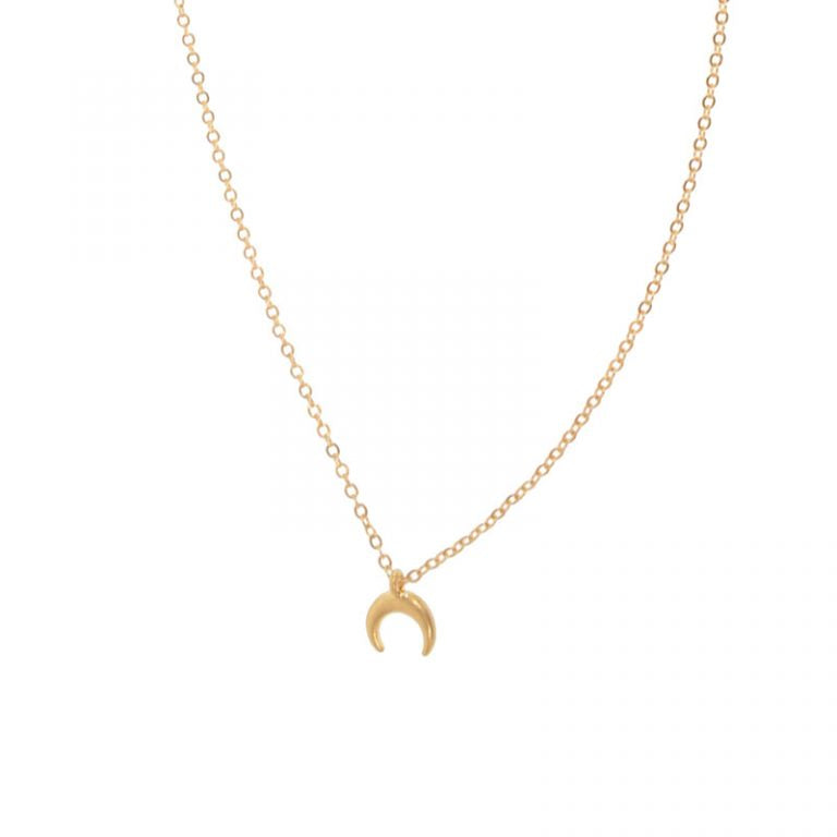 Gold Crescent Moon Pendant Necklace