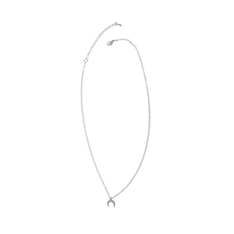 Silver Crescent Moon Pendant Necklace