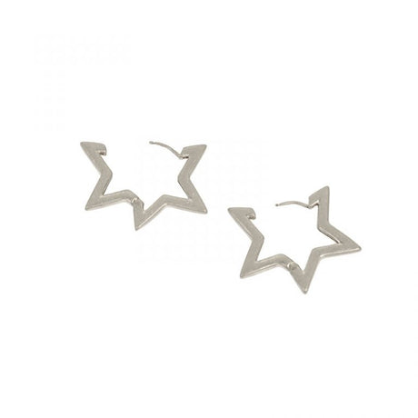 Silver Star Hoop Earrings