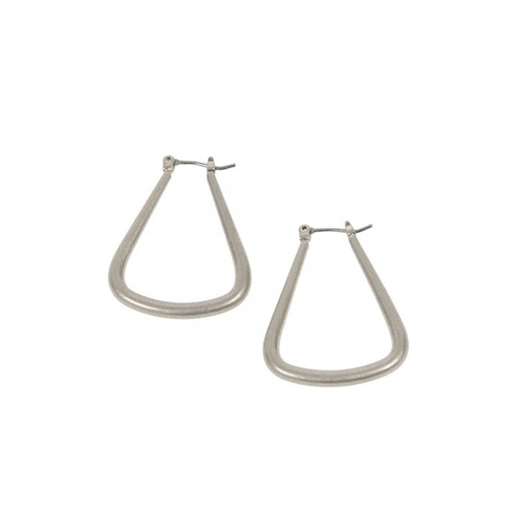 Silver Drop Hoop Earrings