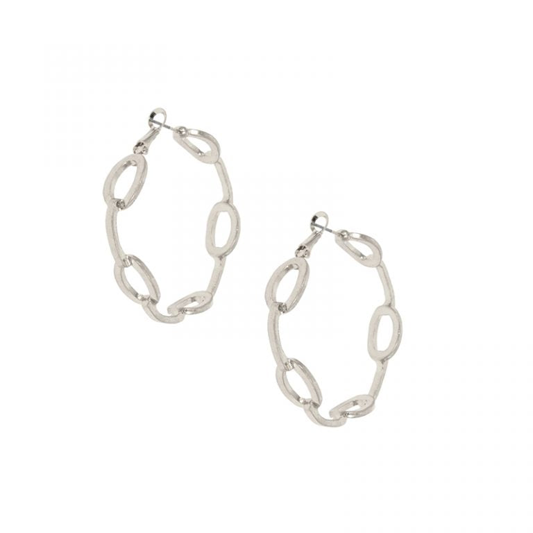 Silver Link Hoop Earrings