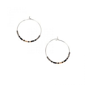 Black & Silver Beaded Hoops