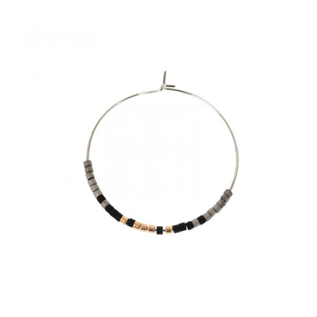 Black & Silver Beaded Hoops