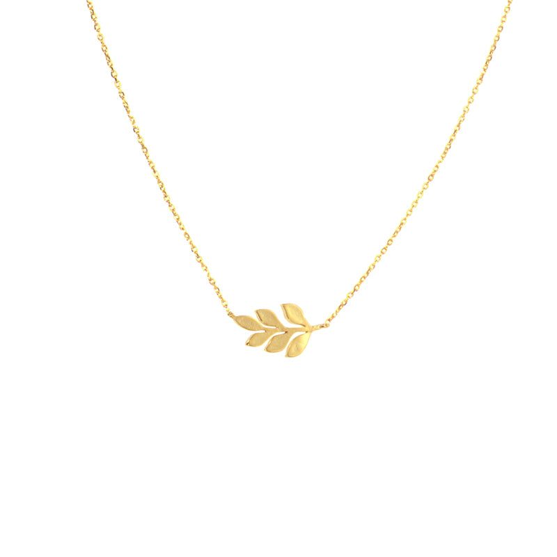 Gold Olive Branch Charm Necklace