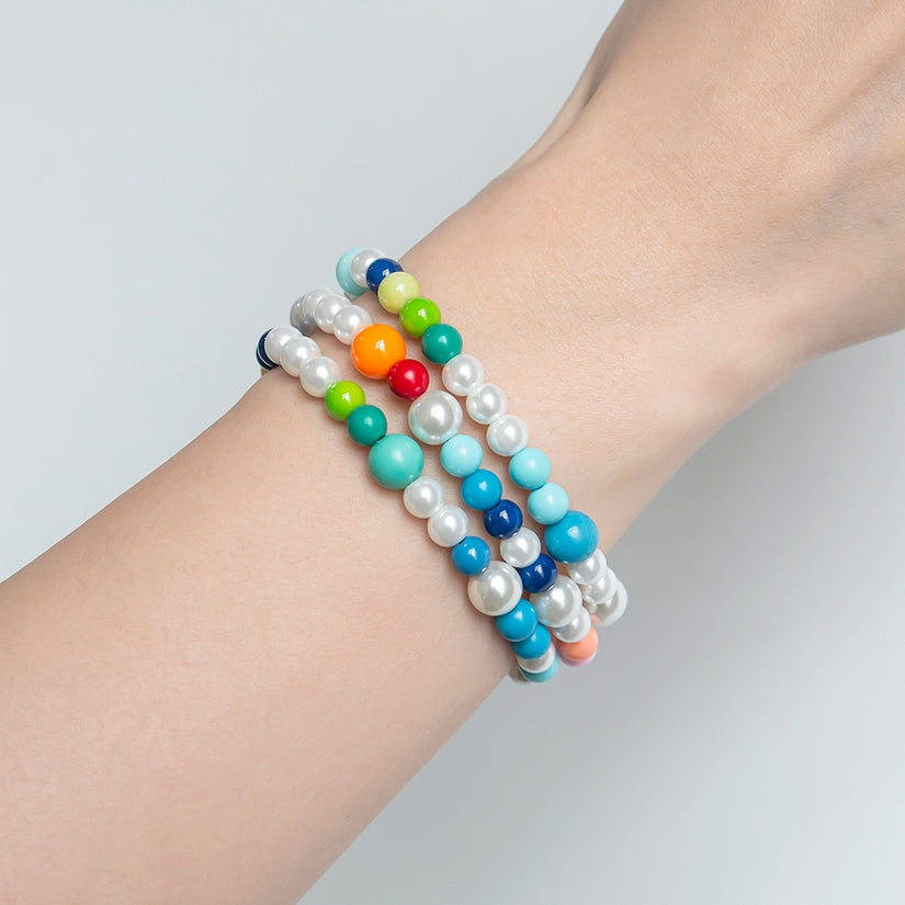Rainbow Bead & Glass Pearl Bracelet