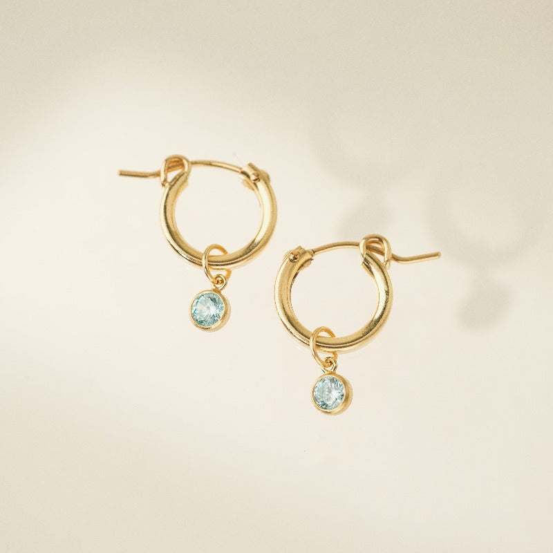 March Birthstone Gold-Filled Hoop Earrings