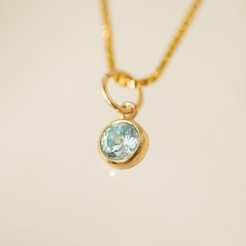 March Birthstone Gold-Filled Charm Necklace