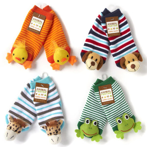 Animal Plush Baby Rattle Footsie Socks