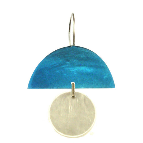 Balance Half Moon Two Tone Dangle Earrings - Blue & White