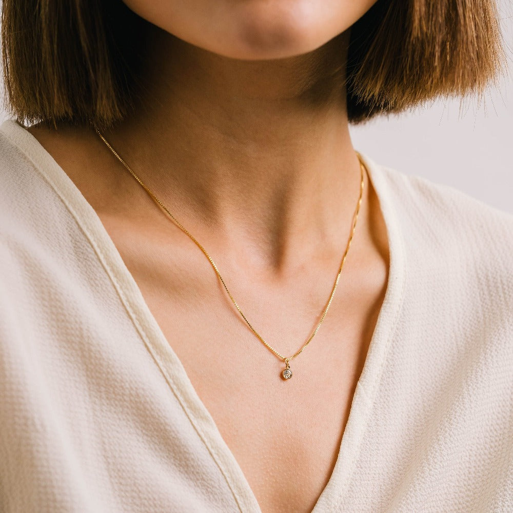 January Birthstone Gold-Filled Charm Necklace Lifestyle