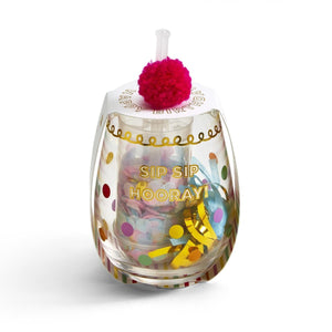 Sip Sip Hooray! Stemless Wine Glass Party in a Jar Gift Set