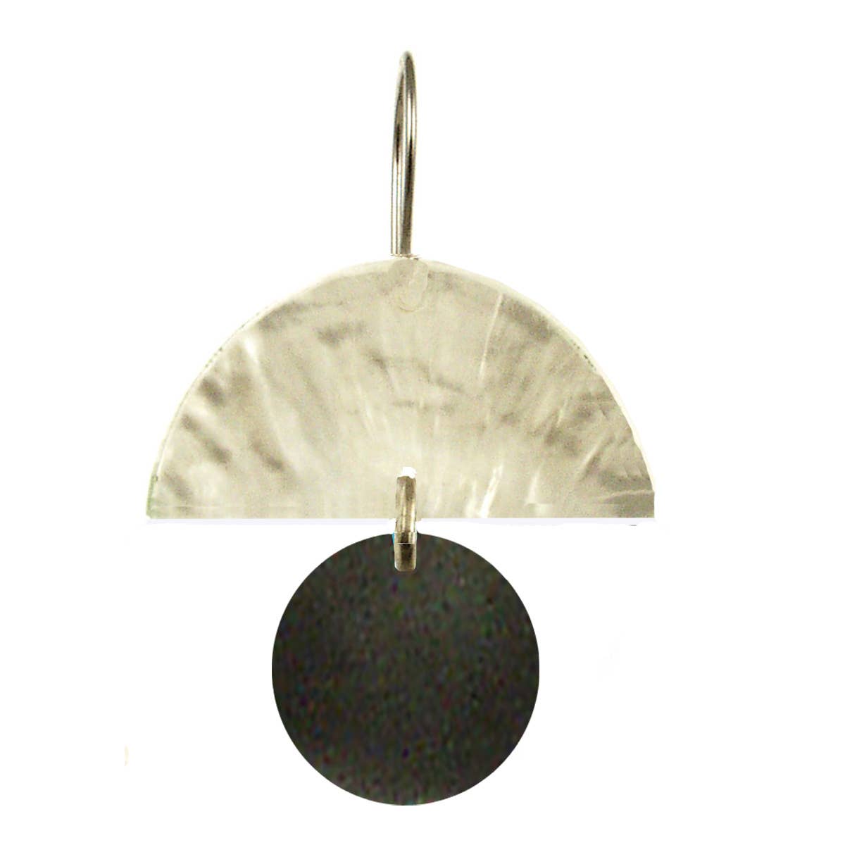 Balance Half Moon Two Tone Dangle Earrings - White & Charcoal Grey