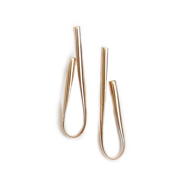Goldtone Brass Abstract Loop Post-Back Earrings.