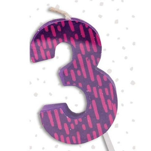 Number Candles Cake Topper Birthday Party Supplies - Colorful Decal Number 3