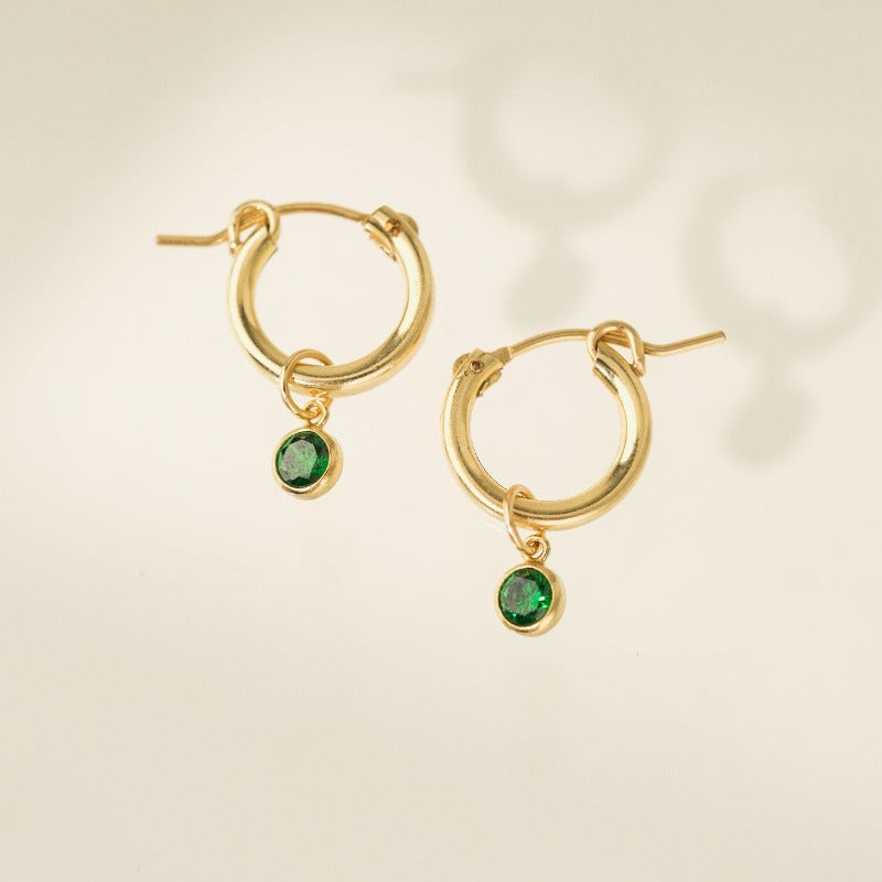 May Birthstone Gold-Filled Hoop Earrings