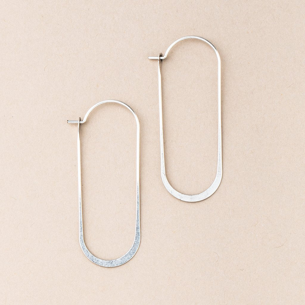 Refined Earring Collection - Cosmic Oval Hoop Earrings (Sterling Silver)