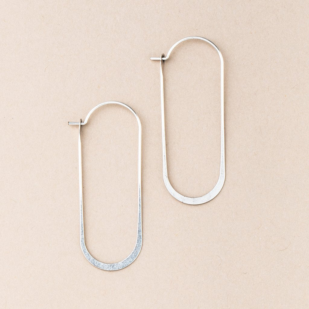 Refined Earring Collection - Cosmic Oval Hoop Earrings (Sterling Silver)
