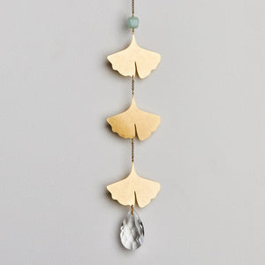 Scout Curated Wears Crystal Suncatcher Ginkgo Botanical Leaf and Amazonite