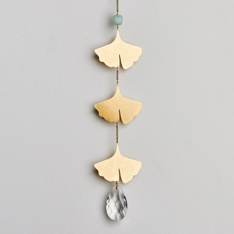 Scout Curated Wears Crystal Suncatcher Ginkgo Botanical Leaf and Amazonite